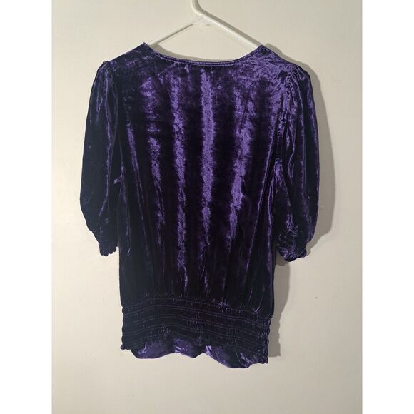 Ramy Brook Womens Medium  Ruched crush velvet Top Purple Viscose &Silk - Picture 5 of 8